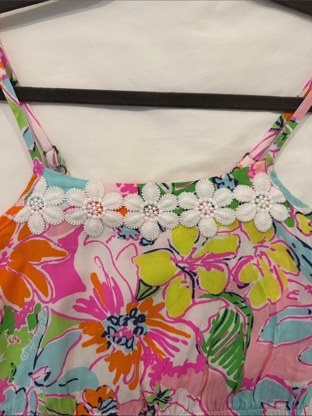 Lilly Pulitzer Floral Lace-Trim Spaghetti Strap Romper